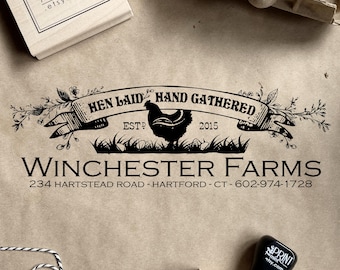 Custom Chicken Farm Logo Stamp: Egg Carton Label Stamp