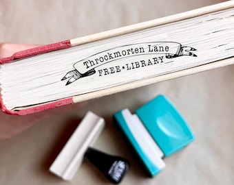 Little Free Library Stamp for Book Pages Edges in Wood or Self-inking, Custom Lending Library Stamper, Little Free Library Supplies CS-10473
