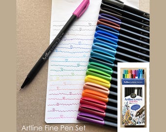 Journaling Pens, Colored Pen Set, Planner Pens, Bullet Journal Fine Pen Coloring Drawing Set, Artline Supreme, Set of 20 Colors, 0.4mm Tip