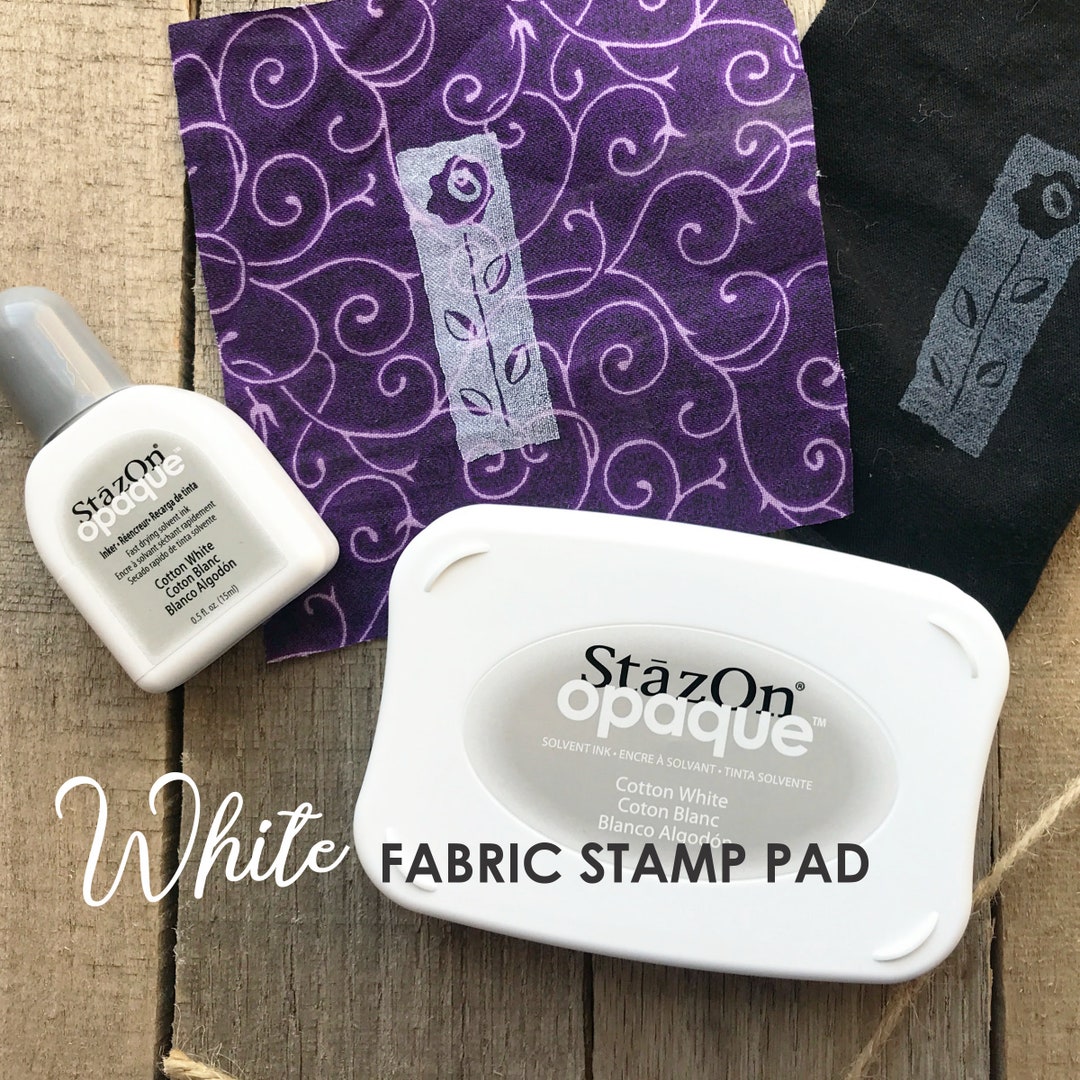 White Fabric Ink Stamp Pad, Fabric Ink Pad for Rubber Stamps, White