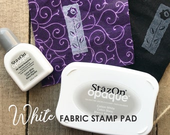 White Fabric Ink Stamp Pad, Fabric Ink Pad For Rubber Stamps,  White Stazon Pad, Permanent Textile Ink for Fabric Stamp