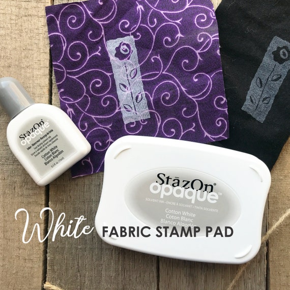 White Fabric Ink Stamp Pad, Fabric Ink Pad For Rubber Stamps,  White Stazon Pad, Permanent Textile Ink for Fabric Stamp
