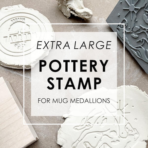 Mug Clay Stamp From Your Logo or Artwork,  Extra Large Pottery Stamp For Mug Medallions, Custom Clay Stamp for Mugs, 3 x 3" and Other Sizes