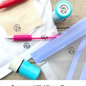 Name Stamp For Clothing and All Surfaces, Daycare Stamp Permanent Ink, Kids Mini Name Stamp, Children's Clothing Labels, Small Name Stamp image 1