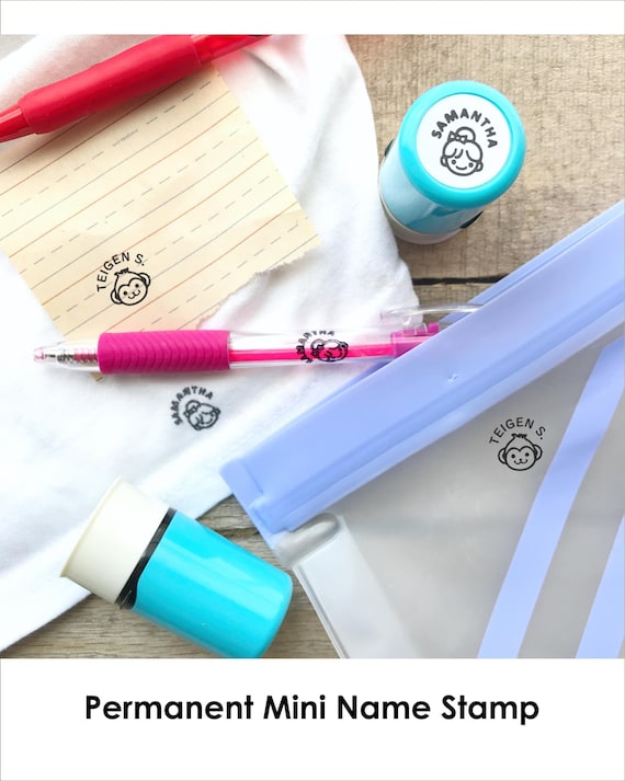 Name Stamp For Clothing and All Surfaces, Daycare Stamp Permanent Ink, Kids Mini Name Stamp, Children's Clothing Labels, Small Name Stamp