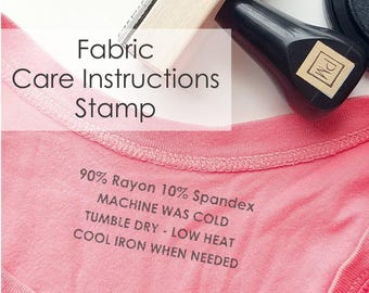 Washing Instruction Label Stamp, Fabric Care Instructions Label Rubber Stamp, Clothing Care Stamp + Fabric Ink, Custom Fabric Stamp CS-20353