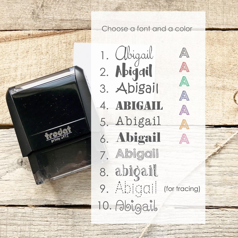 Personalized Kids Name Stamp: Self-Inking Stamper, Traceable Font image 3