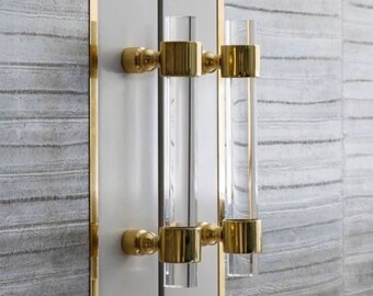 Custom Lucite Door Handle (Polished Brass, Satin Brass, Nickel or Chrome)  Lucite Door Pulls - Door Pulls - Lucite Hardware - LuxHoldups