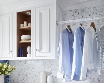 1.5 " DIA Lucite Laundry / Shower Rod (Polished Brass, Satin Brass or Nickel) - Acrylic - Laundry Room Decor  - LuxHoldups