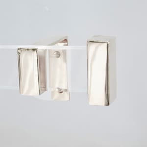 Hand Cast Brass End Cap in Polished Nickel or Satin Nickel for Rectangular Lucite Curtain Rod, Finial for Lucite Drapery Rods by Luxholdups