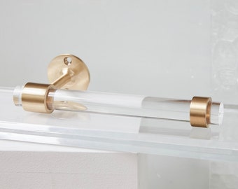 Lucite Toilet Paper Holder w/ Brass Hardware by Luxholdups, Brass Hollywood Regency Bathroom Accessories Set, Lucite Tissue Holder