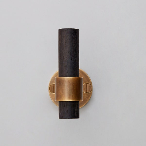 Gaboon Ebony Wood and Antique Brass Bathroom Wall Hook, Entryway Coat Hook, Solid Brass Wall Hooks, Minimalist Wood by LuxHoldup