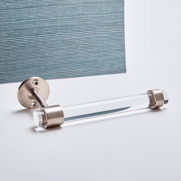 Toilet Paper Holder, Lucite and Chrome, Nickel, or Satin Nickel Wall Mount Toilet Paper Holder, Modern Bathroom Accessories