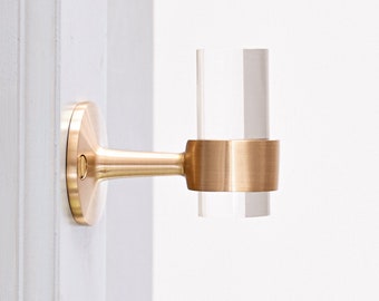 Lucite Brass Robe Hook (Satin Brass, Polished Brass) - Towel Hook - Wall Hook - Wall Hook Modern - Hooks - Bathroom Hooks - LuxHoldups