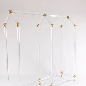 Lucite Clothing Rack for Retail Display, Brass Garment Rack for Clothes Storage, Freestanding Lucite Closet Organizer, Boutique Furniture image 5