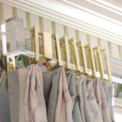 Lucite Rectangular Curtain Rod polished Brass Satin Brass or - Etsy