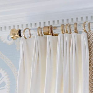 1.5 Inch Custom Cut Lucite Curtain Rod by Luxholdups, Satin or Polished Brass and Lucite Drapery Rod, Round Curtain Rods w/ Brass Hardware image 6