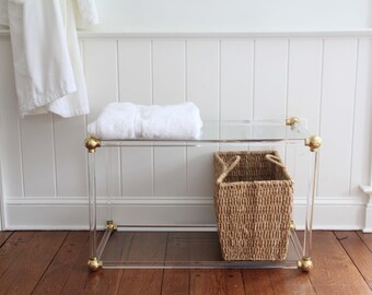 Lucite Console Table - Console Table Narrow - Entryway Table - Tiered Console Table - Lucite Furniture - Lucite Table - Brass - LuxHoldups