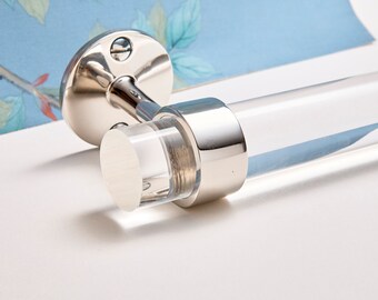 Lucite Towel Bar (nickel, chrome,) Traditional Open Brackets - Lucite Towel Rod - Lucite Towel Holder - Towel Rack - Towel Bar - LuxHoldups