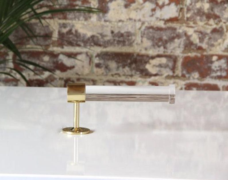 Lucite Toilet Paper Holder, Chrome and Nickel Hardware, Wall Mount TP Holder image 4