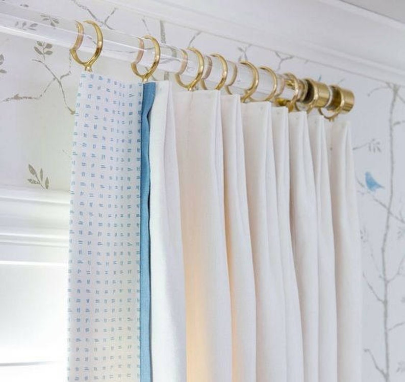 Lucite Curtain Rod Brass Or Nickel 1 37 Dia Lucite Etsy