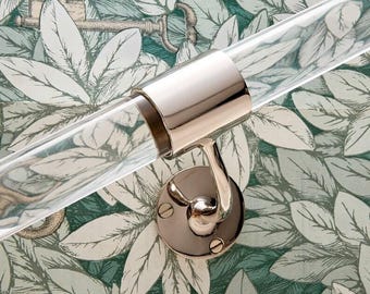 Custom Lucite Stair Handrail, Polished Nickel Brackets, Modern Banister