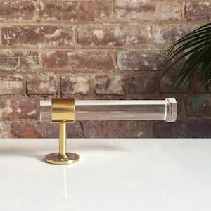 Brass Lucite Toilet Paper Holder, Luxury Lucite Brass Bathroom Accessories by Luxholdups, Polished or Satin Brass Wall Mounted TP Holder