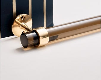 Deco Smoke Lucite Towel Bar, Solid Brass Hardware, Bathroom Fixture