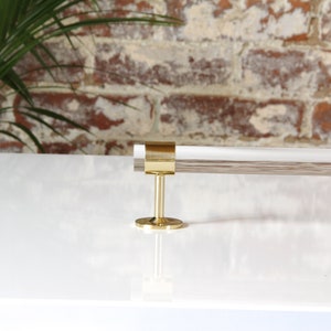 Luxholdups Lucite and Brass Towel Bar Bathroom Towel Rod, Retro Towel Rack with Custom Brackets in Polished or Satin Brass image 4