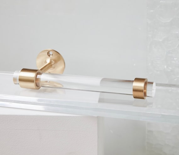 Lucite Toilet Paper Holder W/ Brass Hardware by Luxholdups, Brass