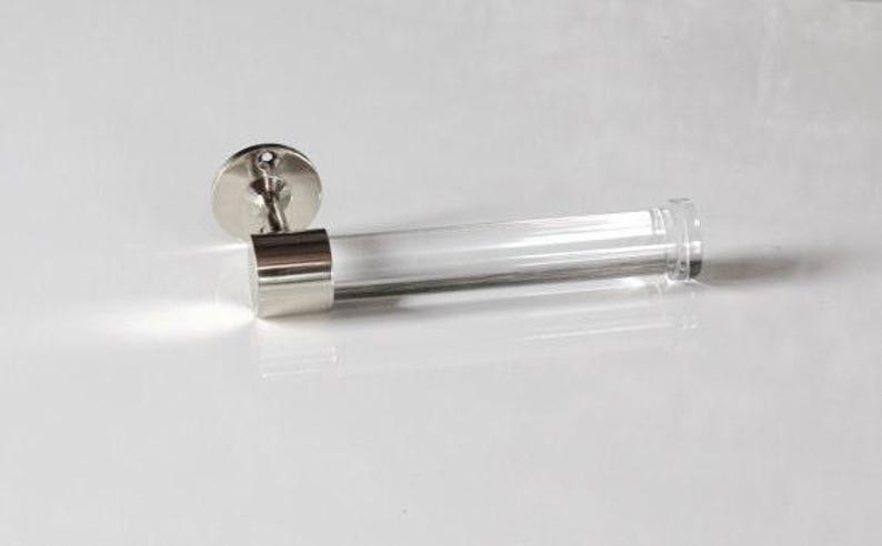 Lucite Toilet Paper Holder, Chrome and Nickel Hardware, Wall Mount TP Holder image 2
