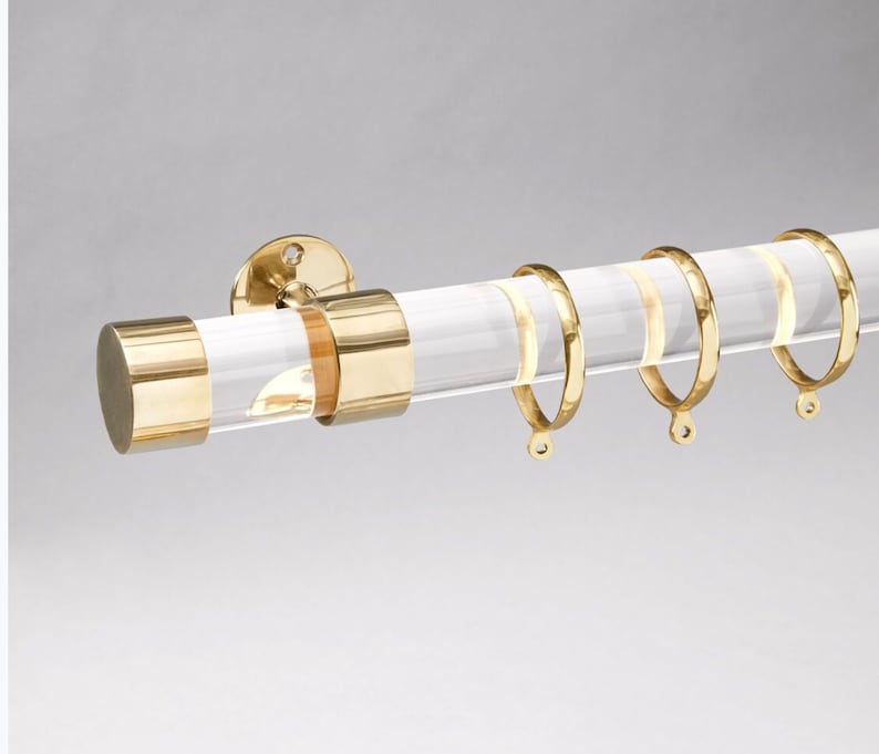 2 DIA Curtain Rod Lucite polished Brass Satin Brass Etsy
