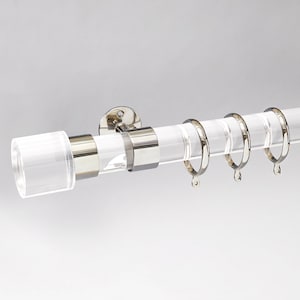 Lucite Curtain Rod 2 Inch Diameter, Lucite Drapery Rod, Round Clear Curtain Rods w/ Polished or Satin Nickel Hardware by Luxholdups image 4