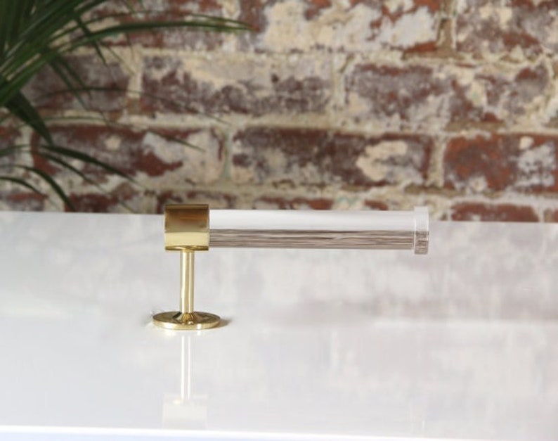 Gold and Lucite Toilet Paper Holder Glam Acrylic Bathroom image 1