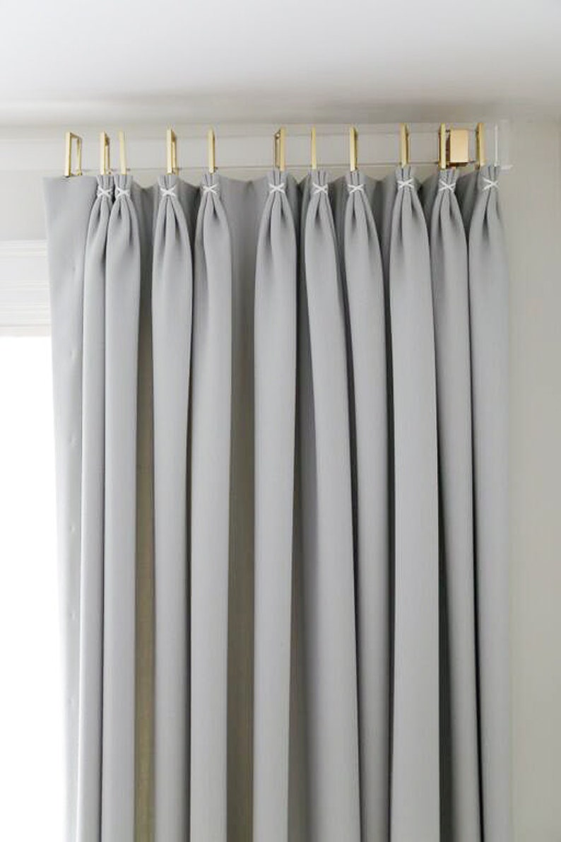 Luxholdups Lucite Rectangular Curtain Rod in Custom Length, Lucite Drapery Rod w/ Solid Brass Brackets, Modern Window Treatments image 4