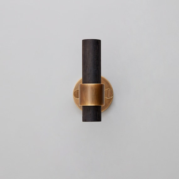 Gaboon Ebony Wood and Antique Brass Bathroom Wall Hook, Entryway Coat Hook,  Solid Brass Wall Hooks, Minimalist Wood by LuxHoldup