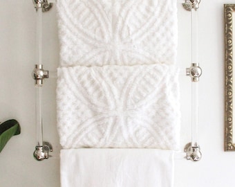Lucite Bathroom Towel Rack, Polished Brass or Nickel, Modern Wall Mounted Storage