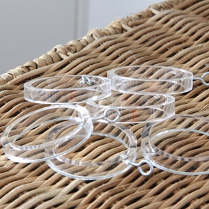 Clear Curtain Rings for 1.37 or 1.5 Inch Diameter Drapery Rod, Lucite Eyelet Rings, Custom Shower Curtain Rings, Lucite Drapery Hardware image 3