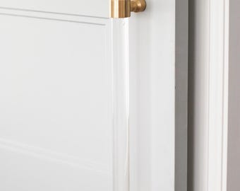 Lucite and Brass Appliance Pull, Oversized Barn Door Handle