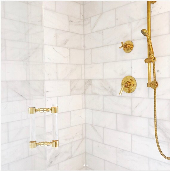 Lucite Shower Door Handles Polished Brass Satin Pulls Bathroom Accessories Luxholdups