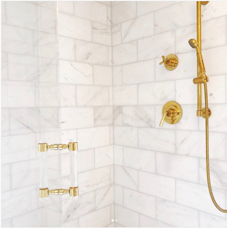Lucite Shower Door Handles Brass Pulls Bathroom Accessories Luxholdups