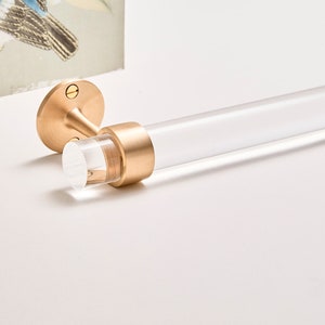 Luxholdups Lucite Towel Bar w/ Brass Brackets, Traditional Open Bracket Lucite Towel Rod w/ Polished Brass or Satin Brass Hardware image 2