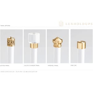 Curtain Rod Finials for Lucite Lucite Drapery Rods, Luxholdups Brass End Caps in Brass Finishes, Decorative Hardware for Window Treatments image 8