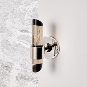 Lucite Towel Hook Polished Nickel, Smoke Wall Hook, Angled Lucite Robe Hook, Mid Century Modern Bathroom Accessories, Brass Towel Holder