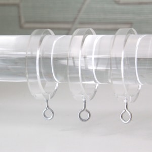 Clear Curtain Rings for 1.37 or 1.5 Inch Diameter Drapery Rod, Lucite Eyelet Rings, Custom Shower Curtain Rings, Lucite Drapery Hardware image 1
