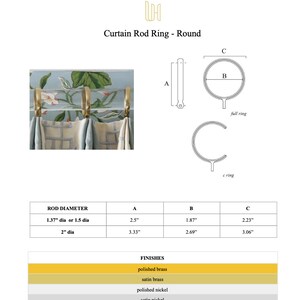 Solid Curtain Rings for Drapery Rod, Round Nickel or Brass Rings for Lucite Rod, C Ring and Eyelet Rings, Drapery Hardware, Bypass Ring image 10