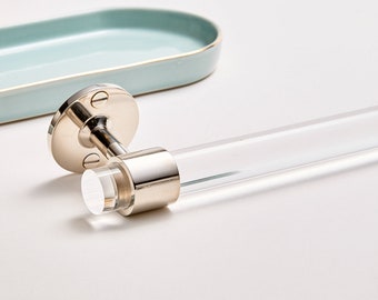 Powder Lucite Towel Bar in Chrome Polished Nickel and Satin Nickel for Powder Room 3 4 Custom Lucite Bathroom Hand Towel by Luxholdups Etsy