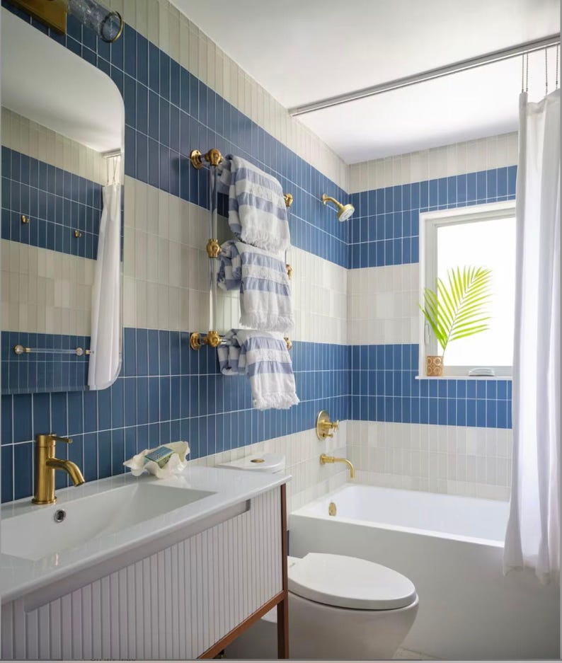 Three tiered lucite towel bar rack