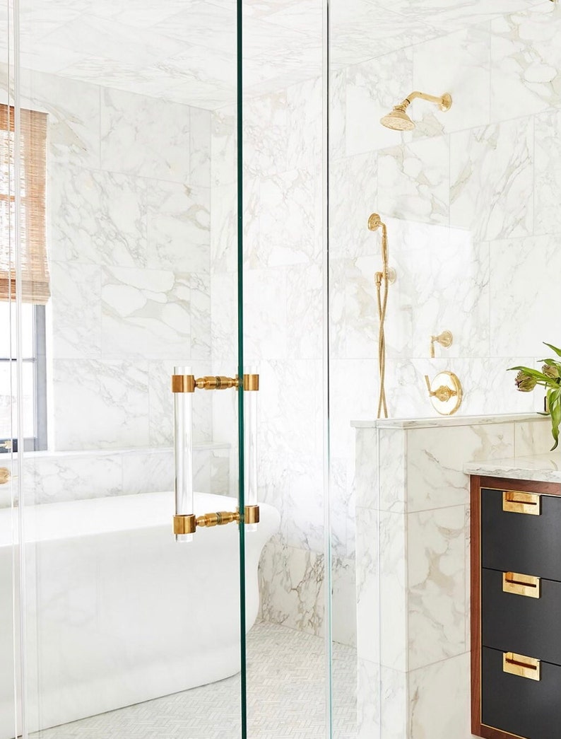 Lucite Shower Door Handles polished Brass Satin Brass Etsy