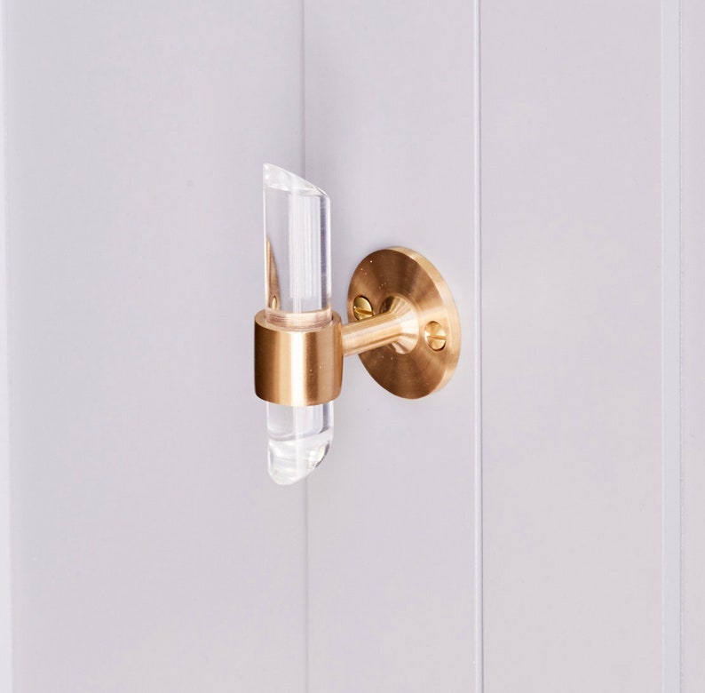 Polished Brass and Lucite Wall Hooks for Towels and Robes, Luxholdups Lucite Bathroom Accessories, Storage and Organization Luxury Fixtures image 5